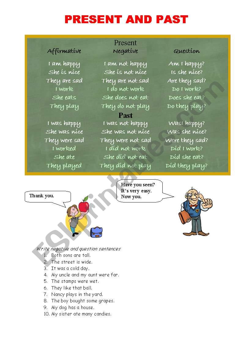 Simple Present & Past Chart worksheet