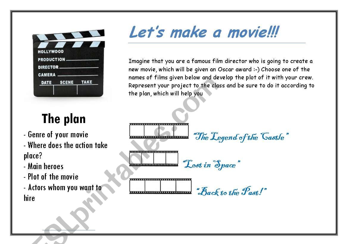 Lets make a movie! worksheet