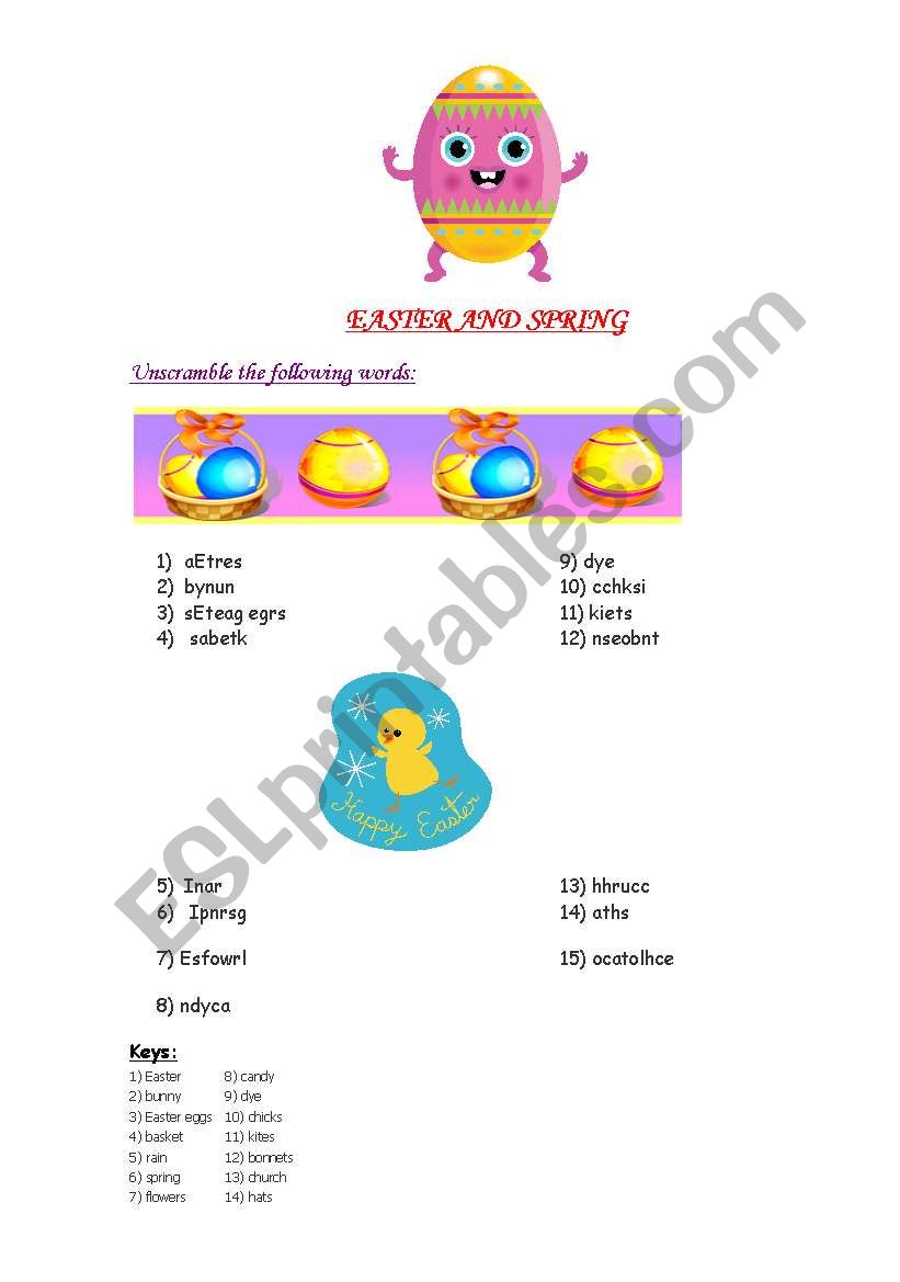 EASTER AND SPRING TIME! worksheet