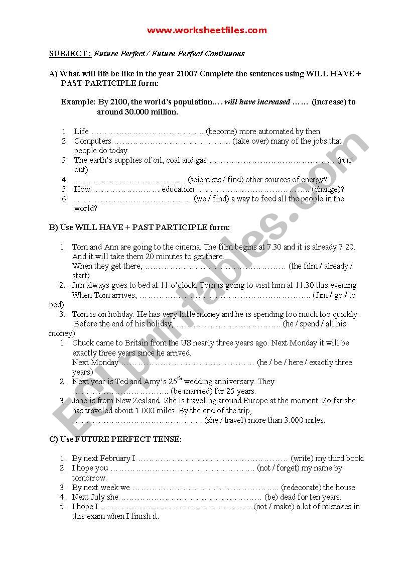 future tense worksheet