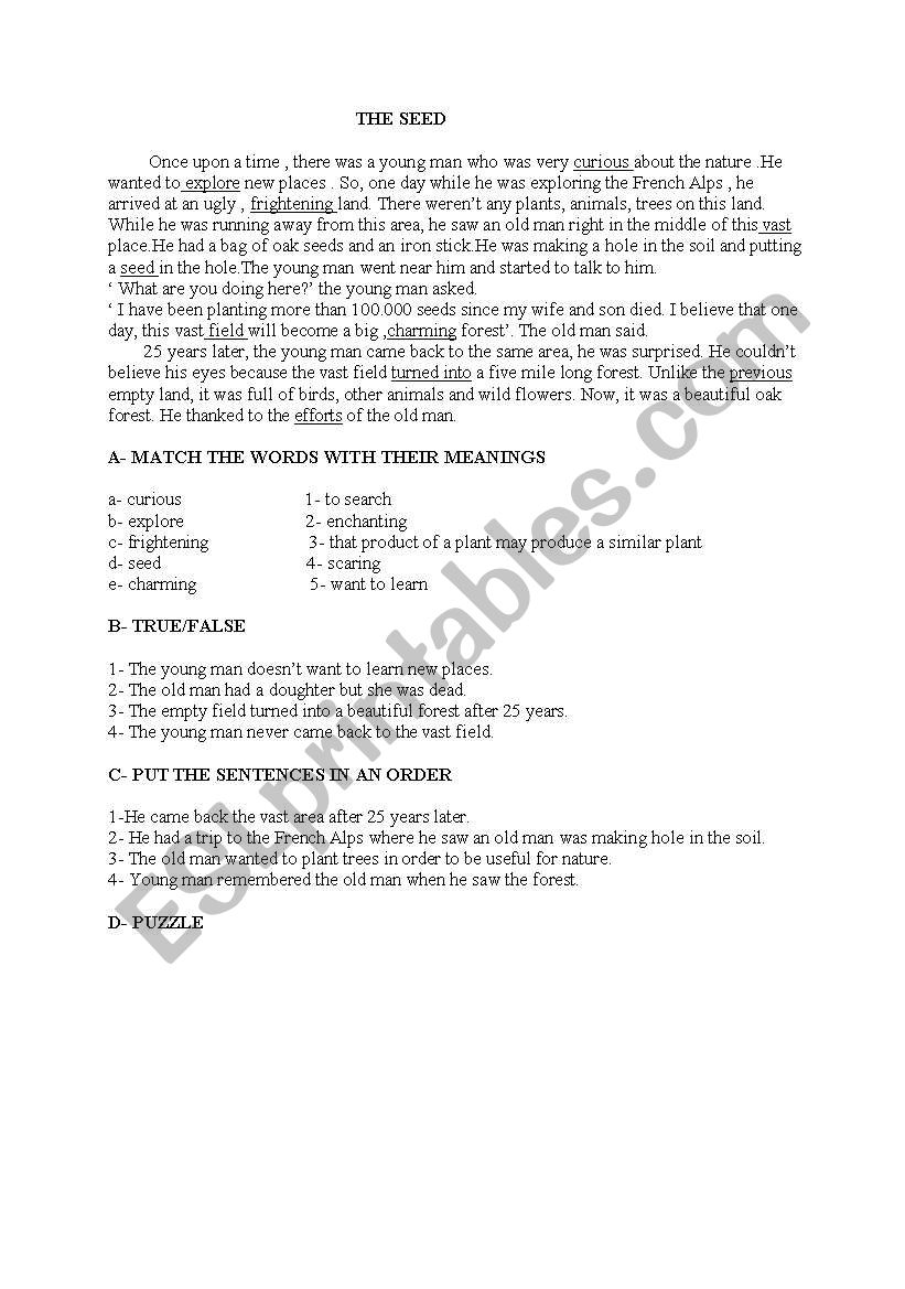 the seed worksheet