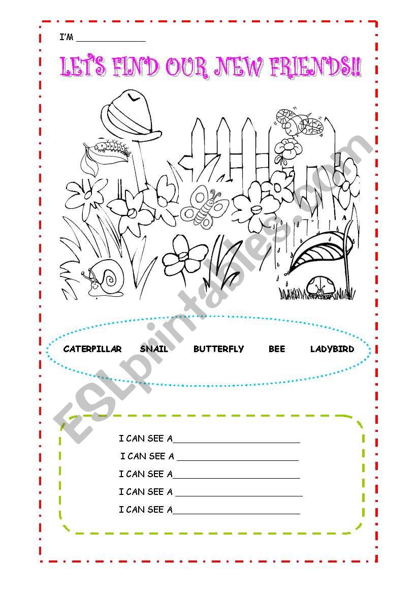 new friends- BUGS worksheet