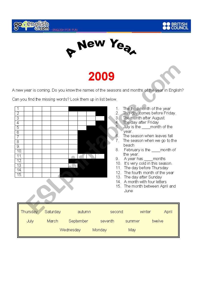 months of the year worksheet