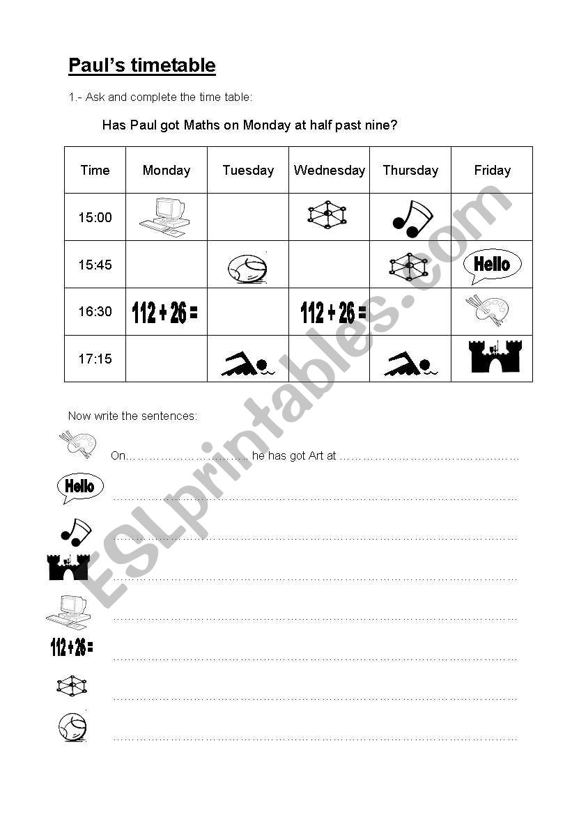 SCHOOL SUBJECTS worksheet