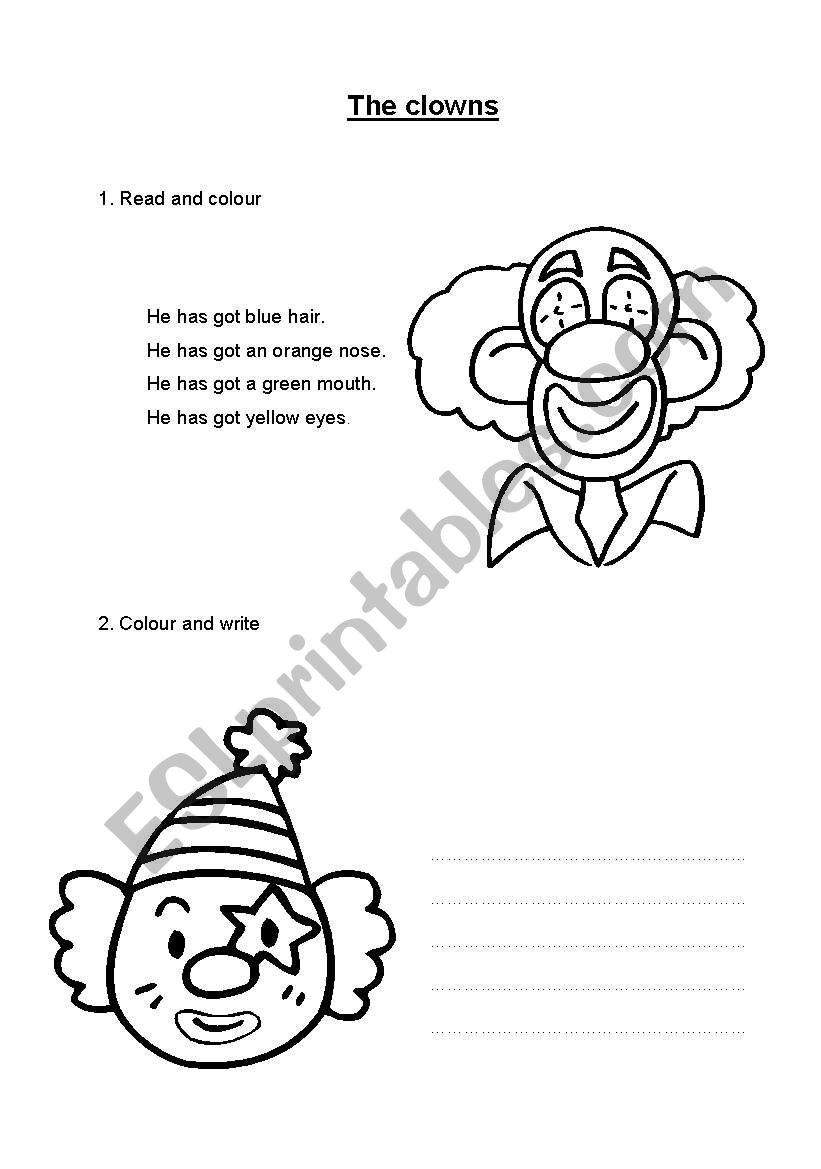 THE CLOWNS worksheet