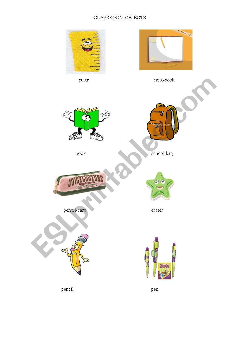 classroom objects worksheet