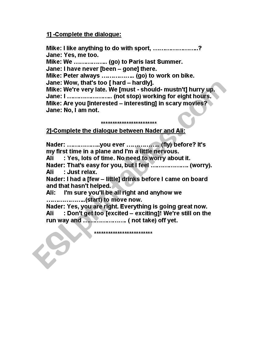 Revision on Grammar items worksheet