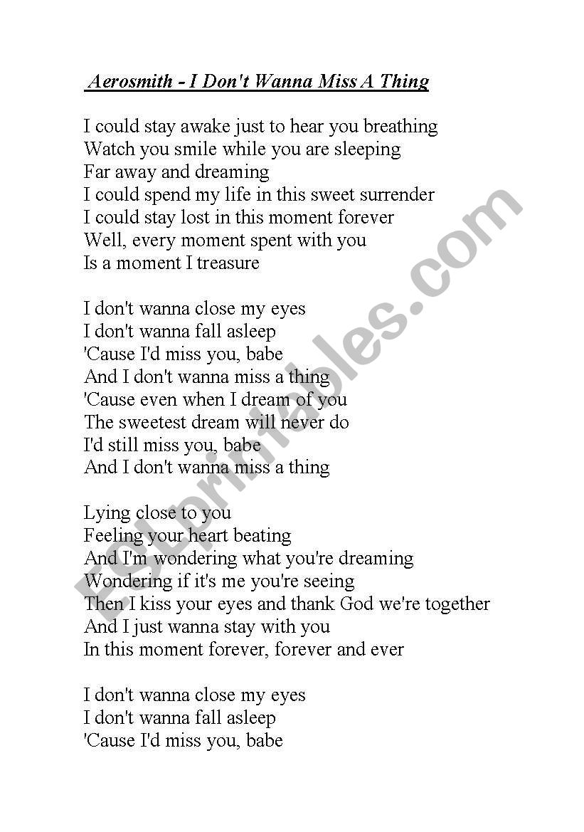 Aerosmith: I dont wanna miss a thing