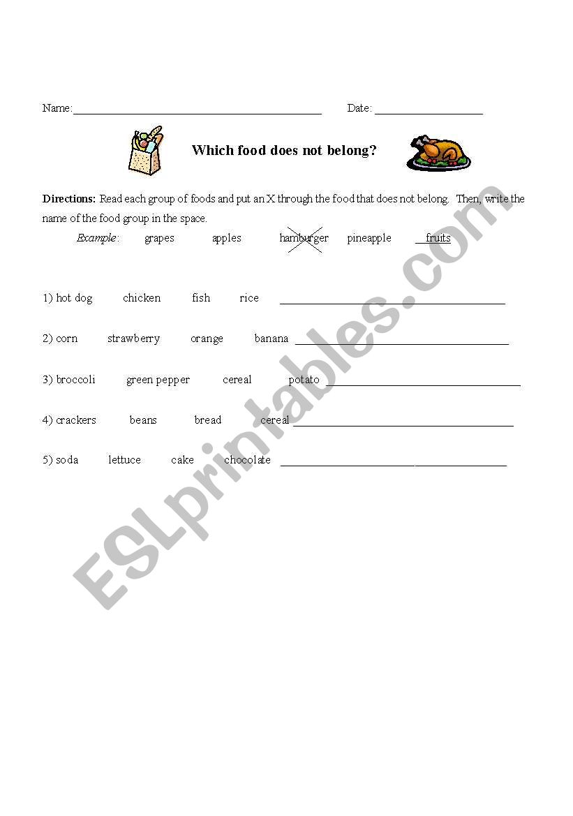 Which Food Does Not Belong? worksheet