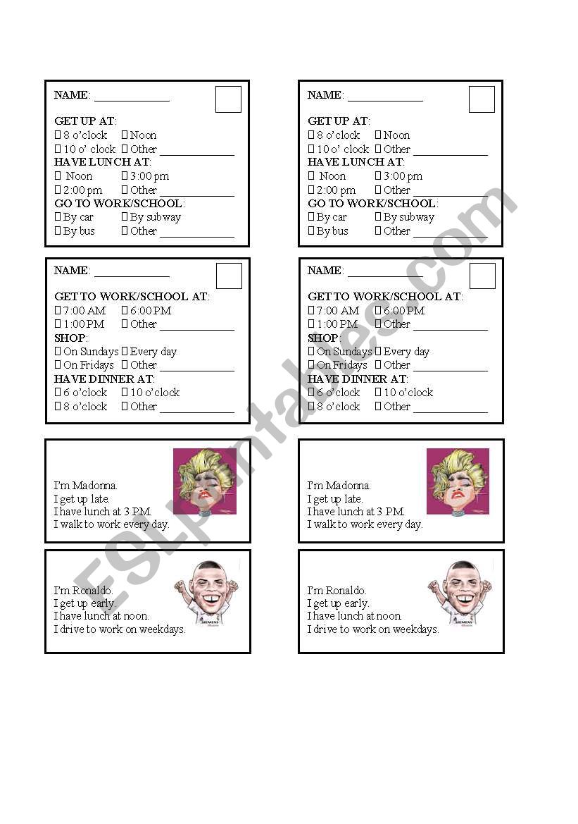 Profile worksheet