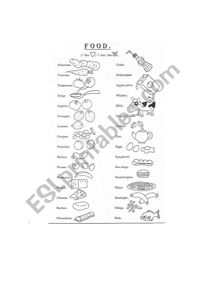 Food  worksheet