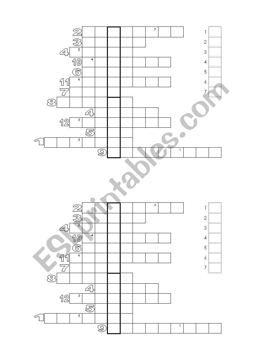 months crossword worksheet