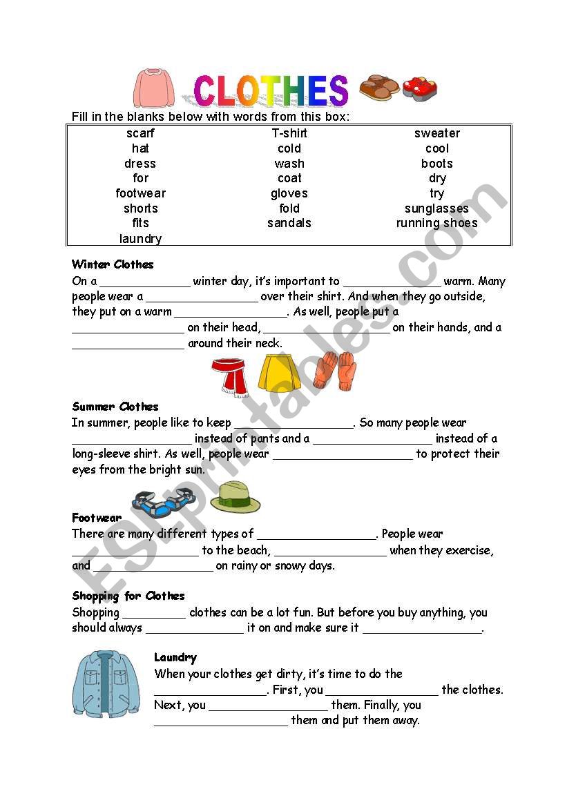 clothes worksheet