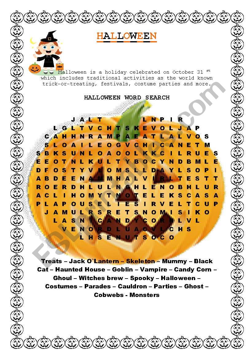 Halloween Word Search worksheet