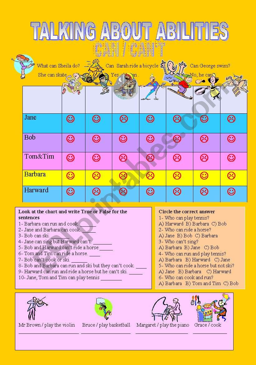 CAN / CANT worksheet