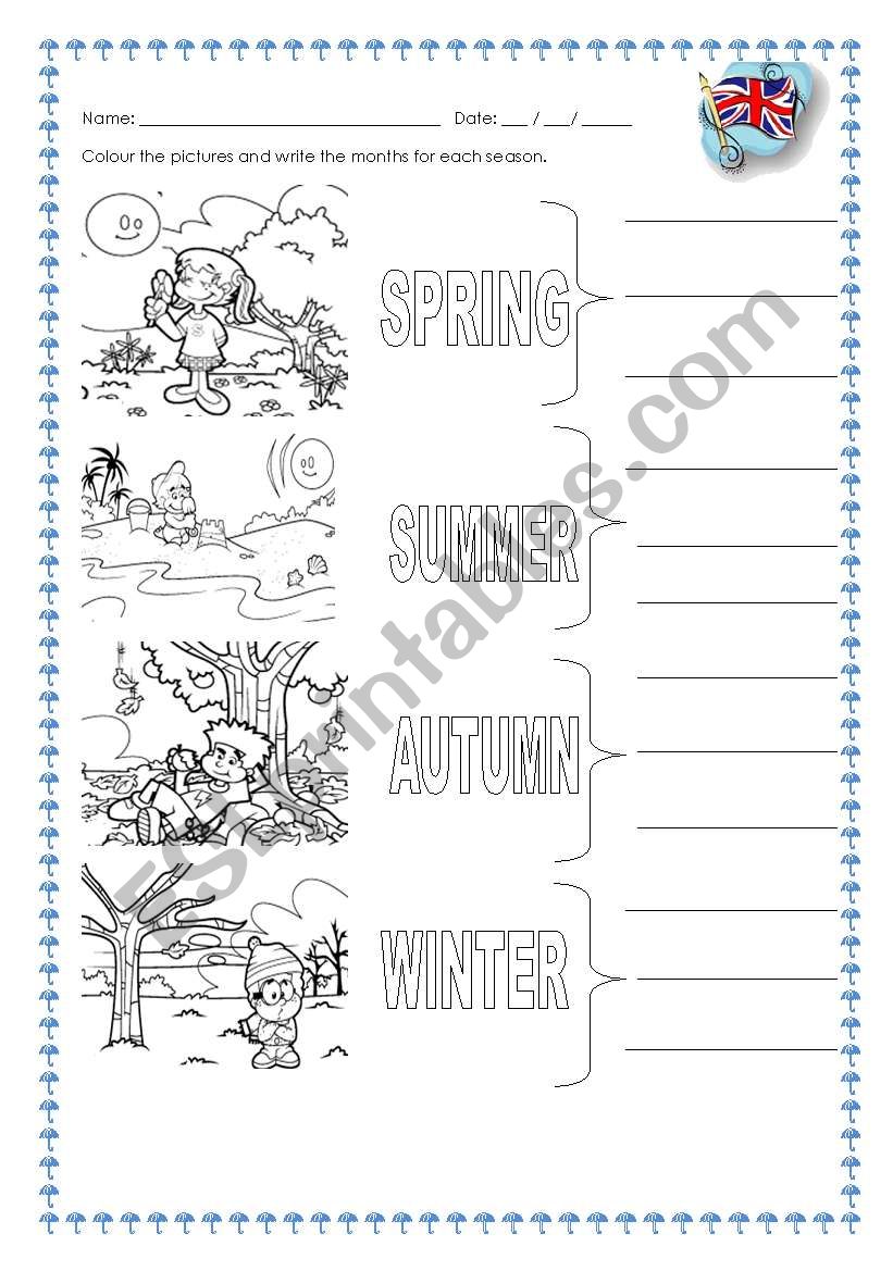 seasons and months worksheet