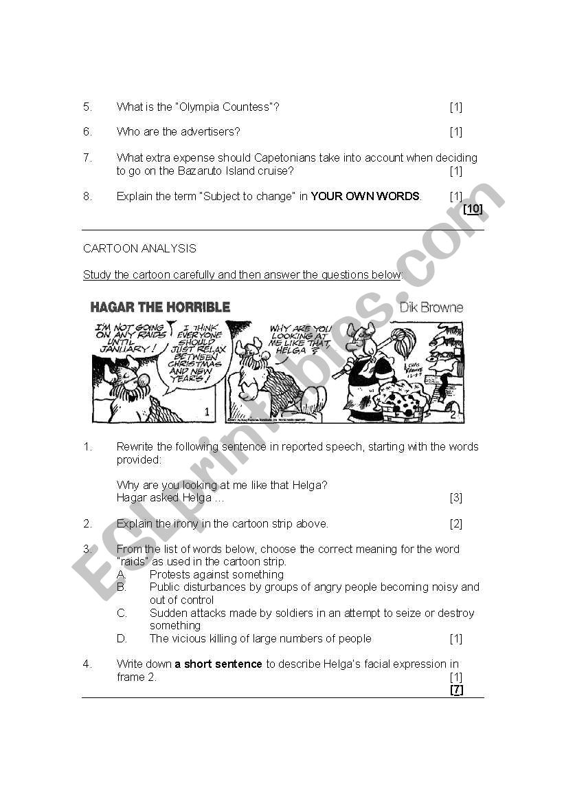 visual literacy advertisement cartoon esl worksheet by joalkaster