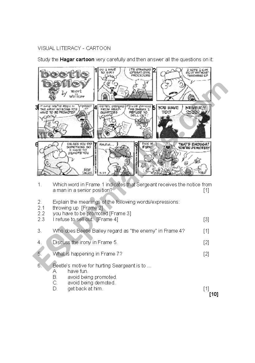 Visual Literacy - Cartoon Analysis - ESL worksheet by joalkaster With Cartoon Analysis Worksheet Answers