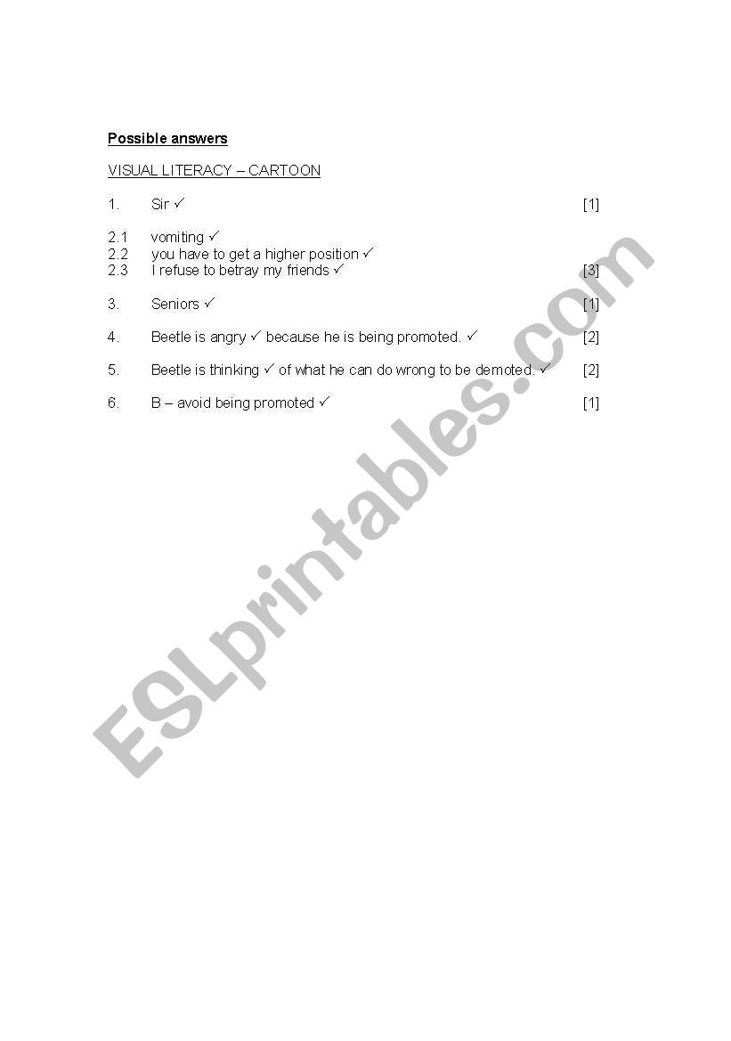 visual literacy cartoon analysis esl worksheet by joalkaster