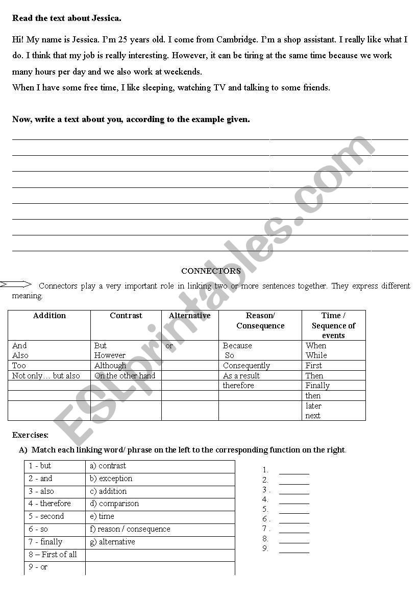 Writing and grammar exercise worksheet