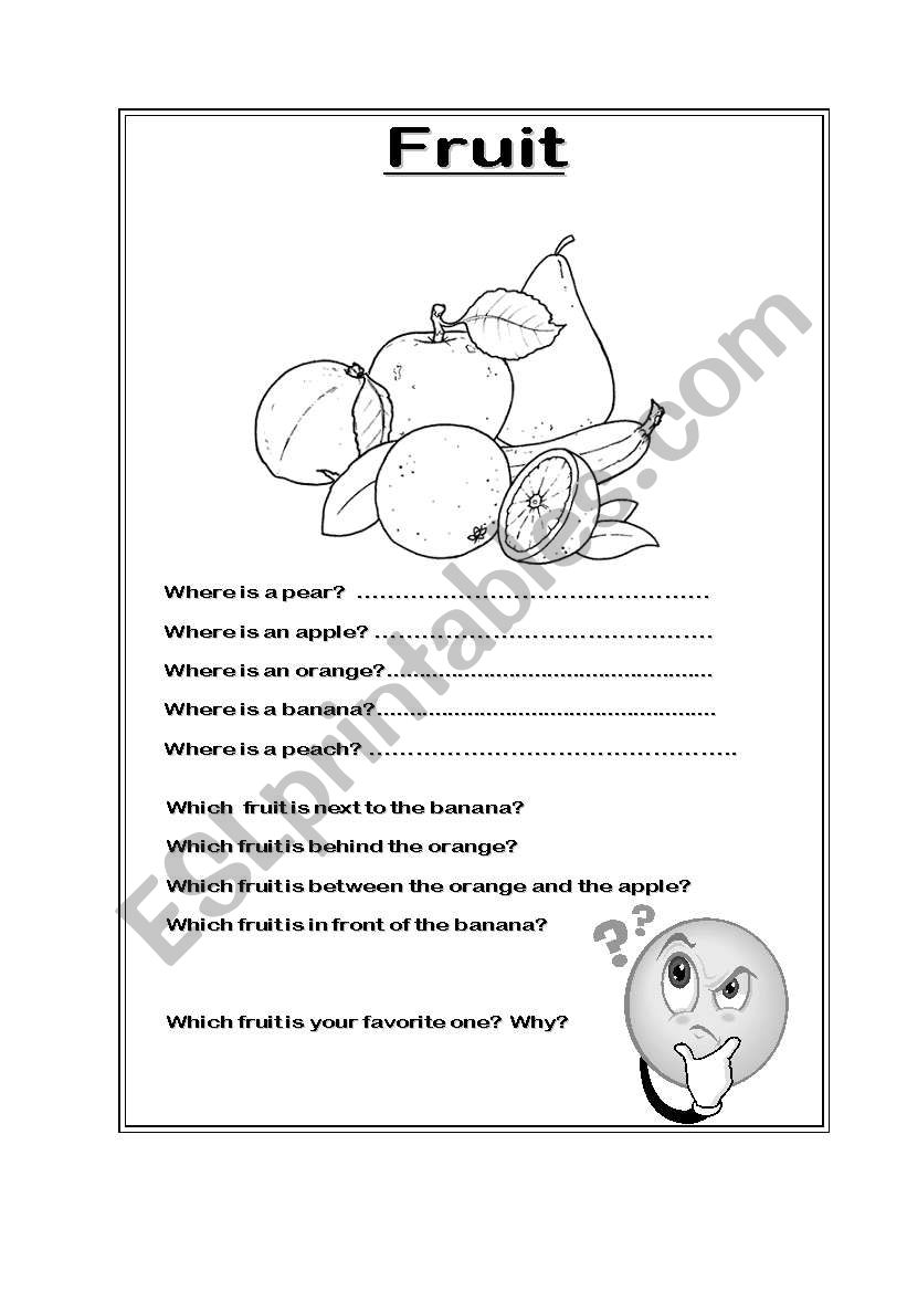 Prepositions with fruit worksheet