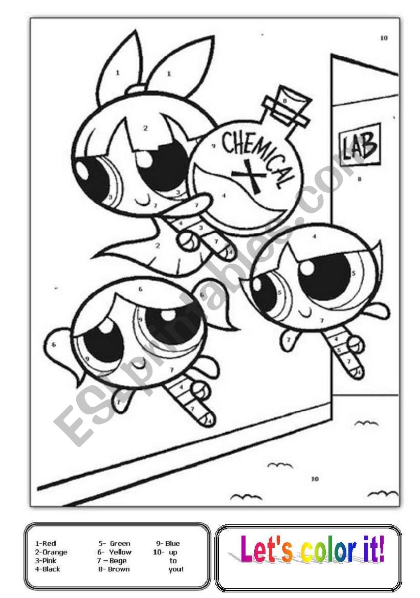 Powerpuff girls (colors) worksheet