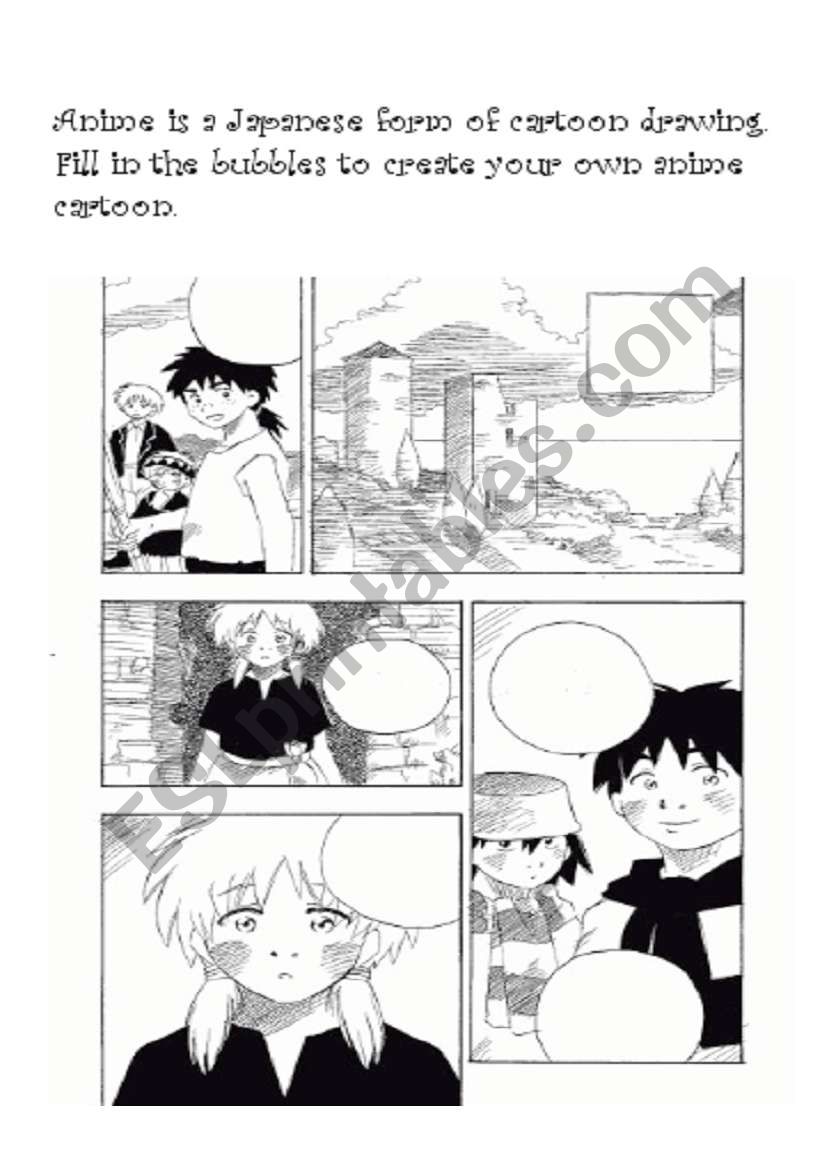 Japanese Anime Fill-In worksheet