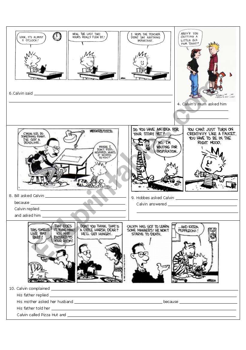 Reported Speech - Calvin and Hobbes (PAGE 2)