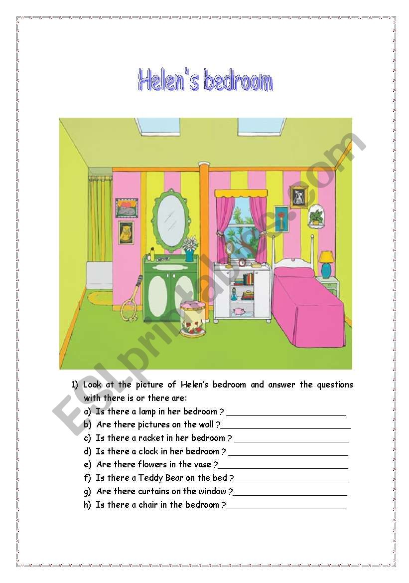 Helens bedroom worksheet