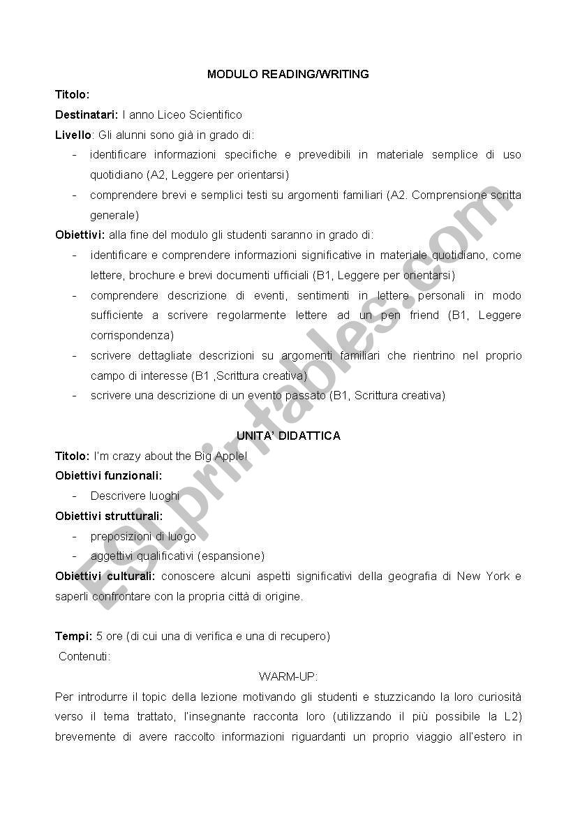 Unit about New York worksheet