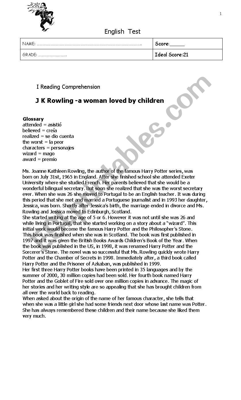         J K Rowling : a woman loved by children