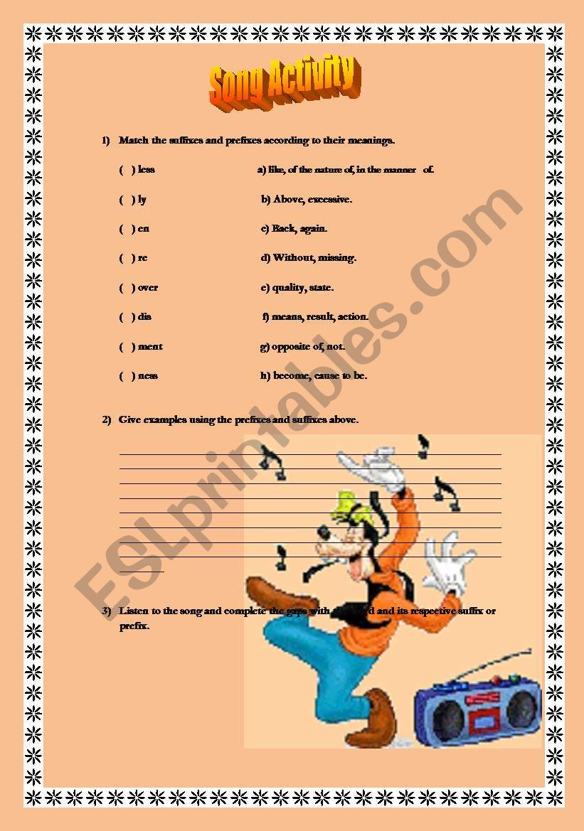 The Fray - Over my head worksheet