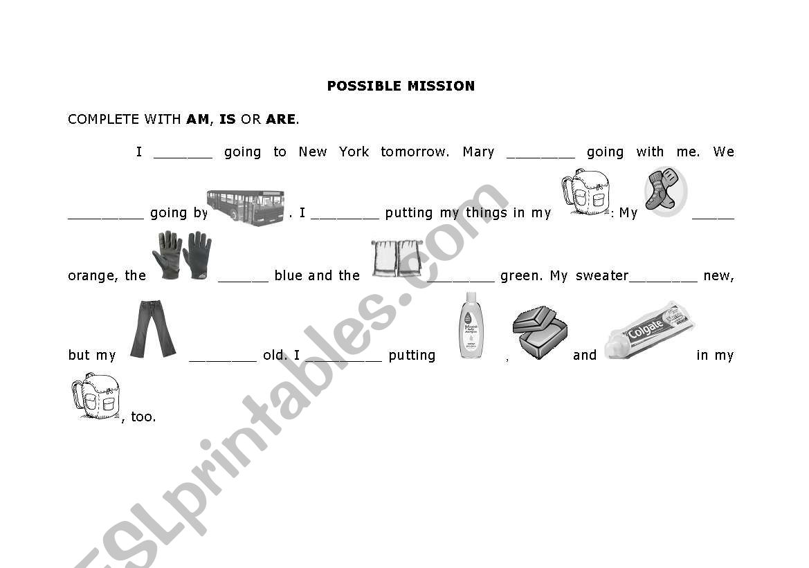 Verb to be - Filling the gaps worksheet