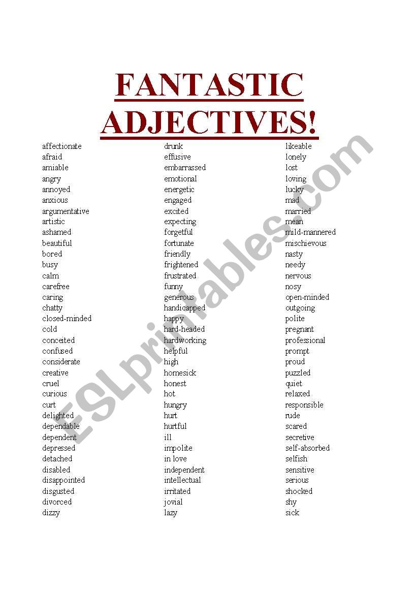 Fantastically Useful Adjectives!