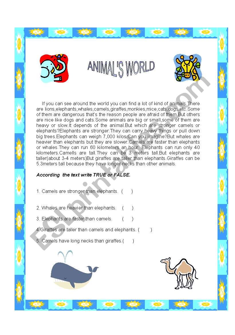 ANIMALS WORLD worksheet