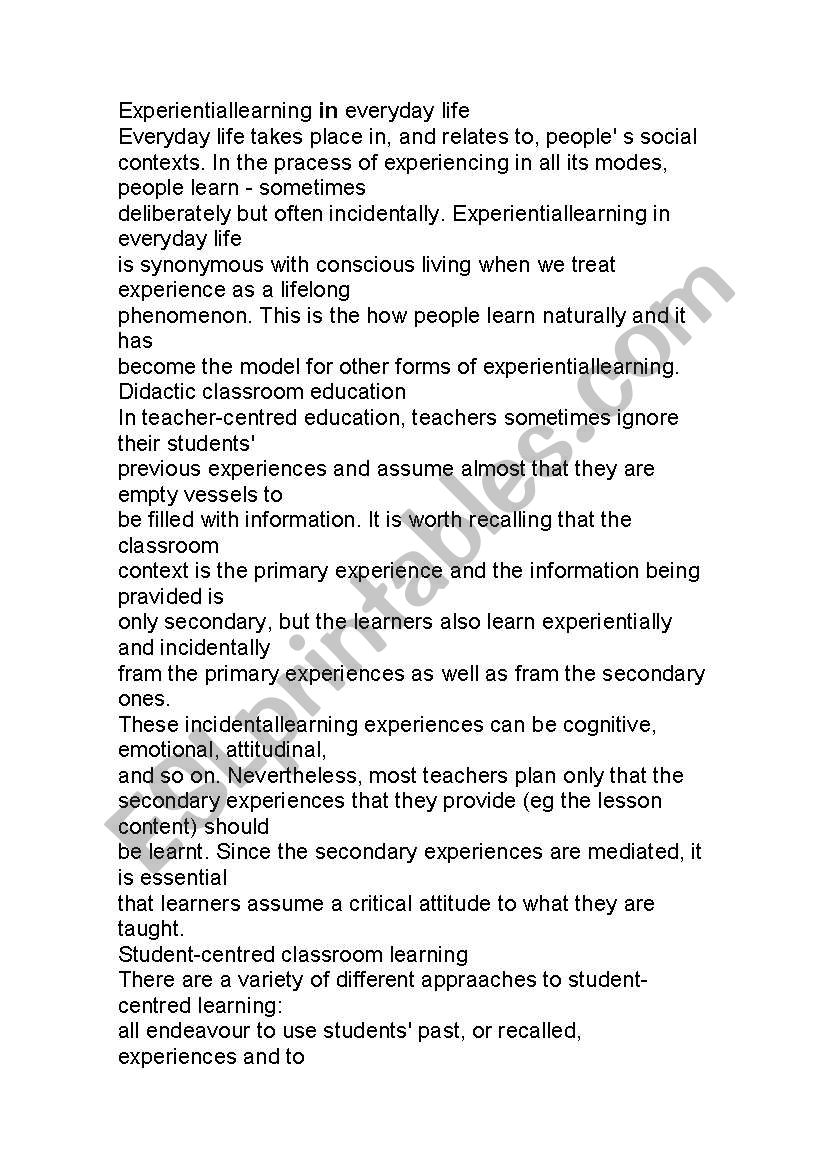 Pedagogy worksheet