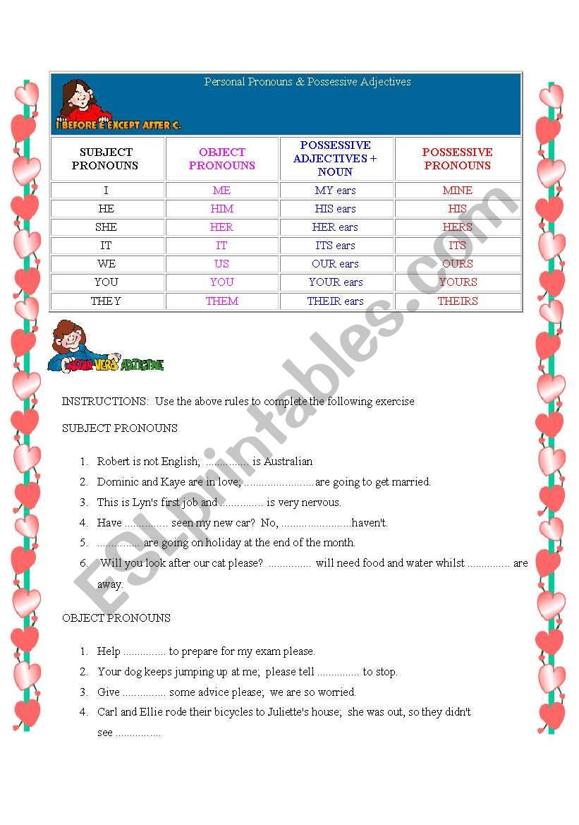 Grammar- Personal Pronouns worksheet