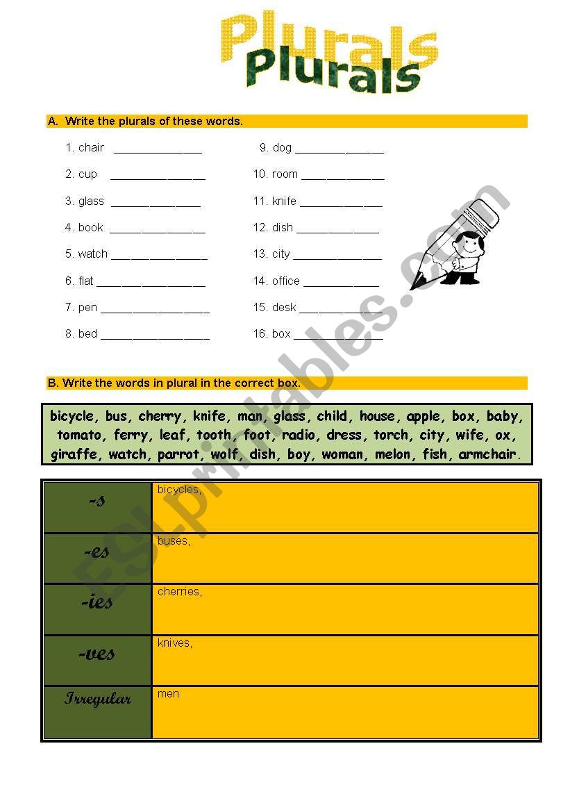 plurals  worksheet