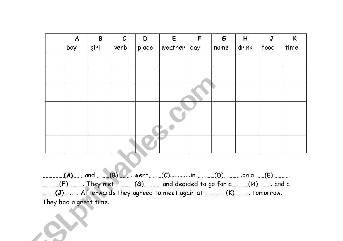 Making sentences- speaking worksheet