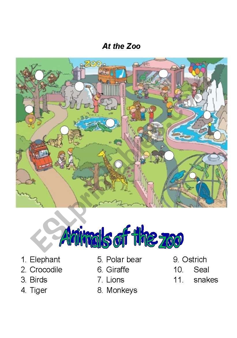 At the zoo worksheet