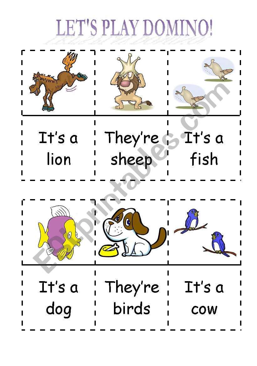 Animals domino (1 out of 3) worksheet
