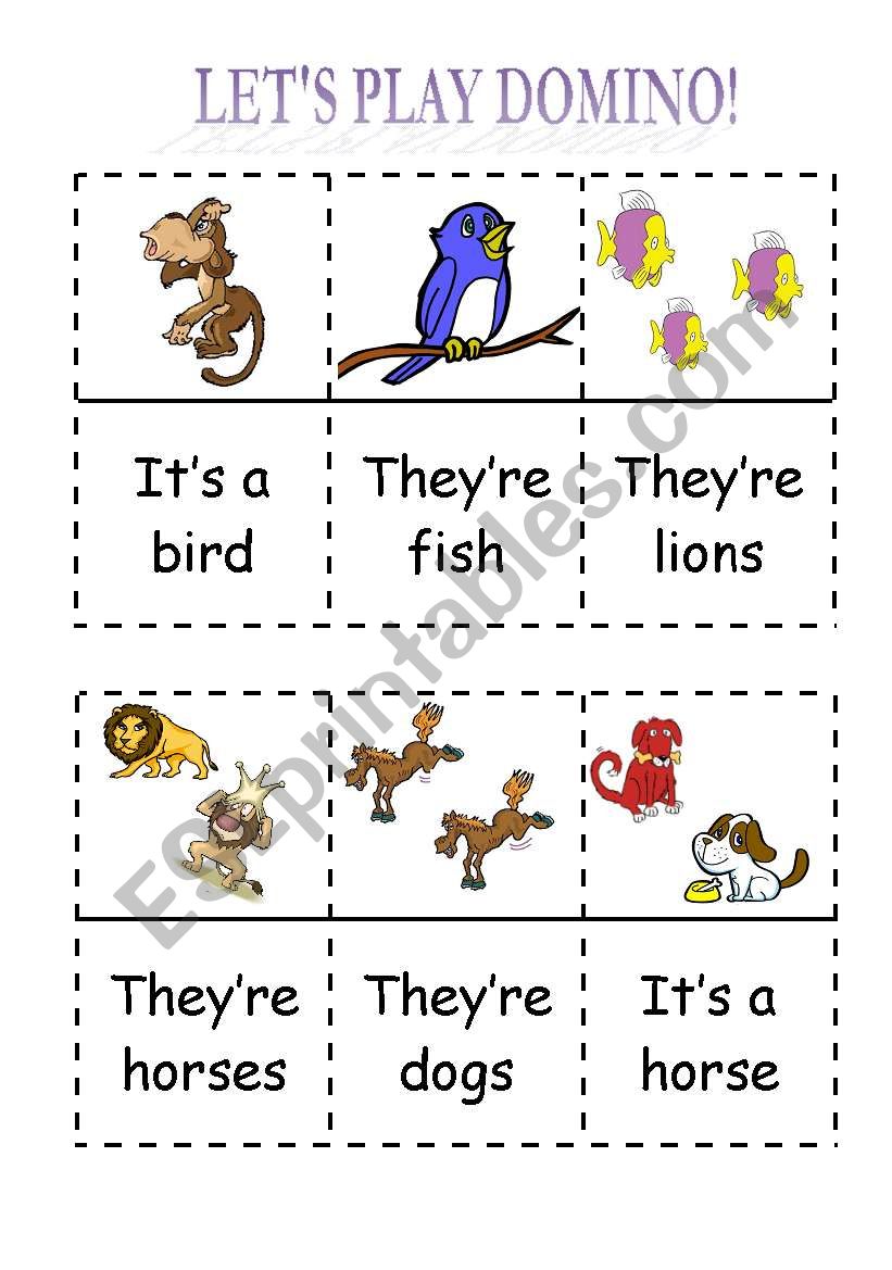 Animals domino (3 out of 3) worksheet