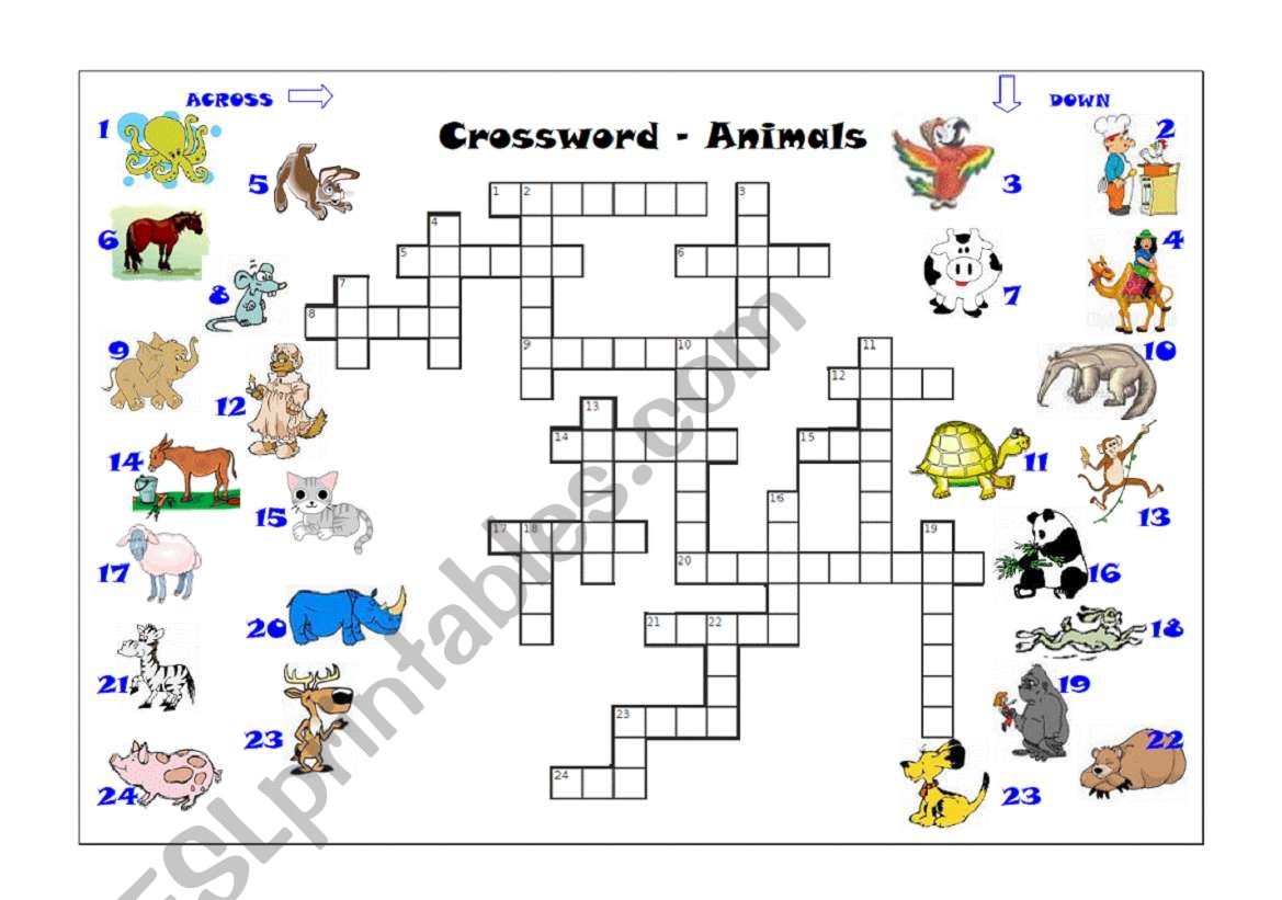 Crossword - Animals worksheet