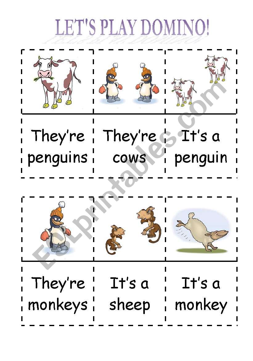 Animals domino (2 out of 3) worksheet
