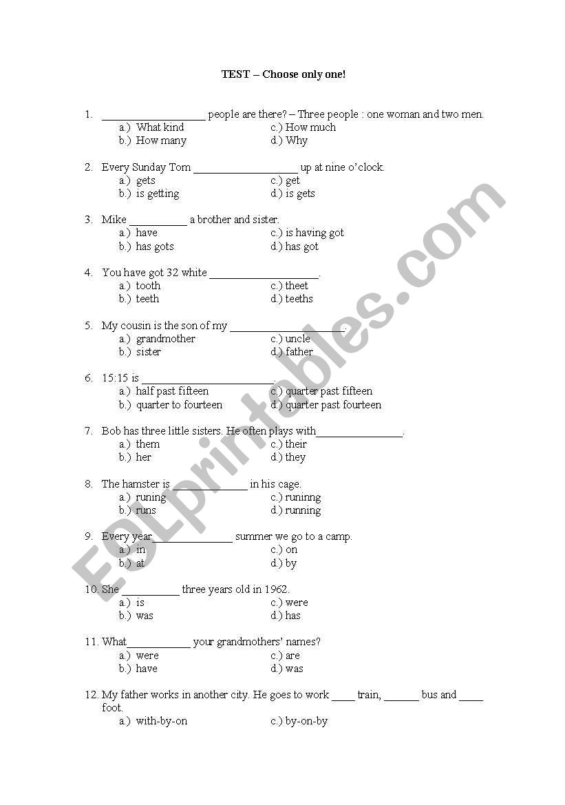 Test worksheet