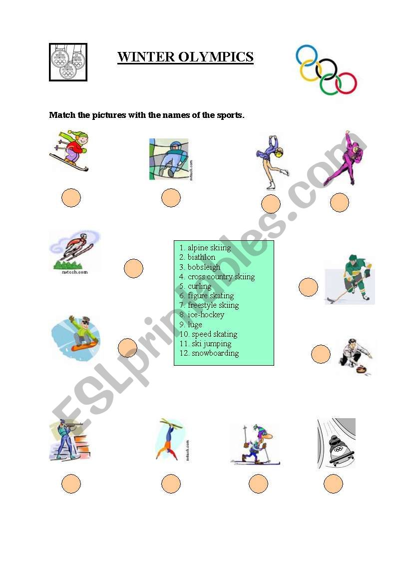 Winter olympics worksheet