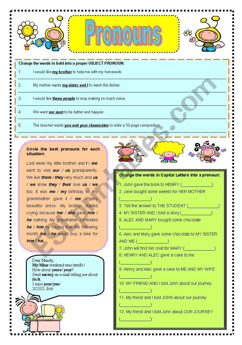 Pronouns Practice! =) worksheet