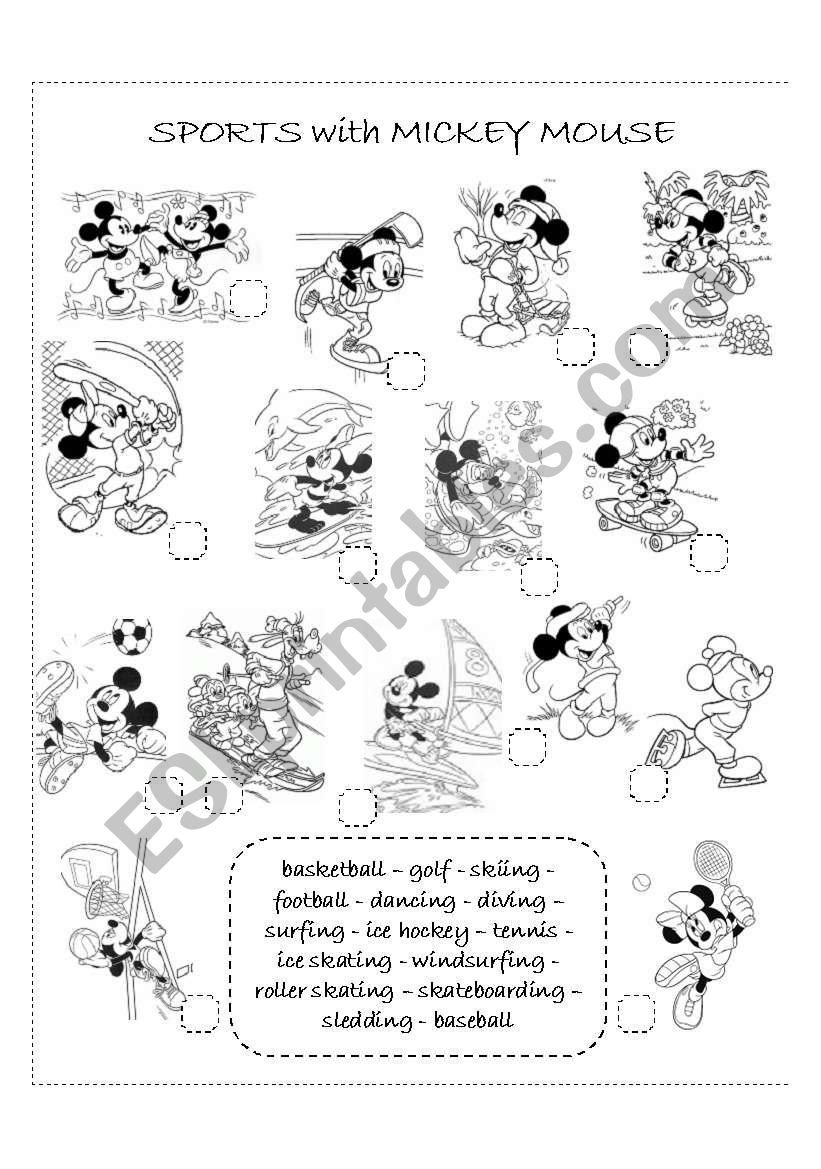 Sports with Mickey Mouse worksheet