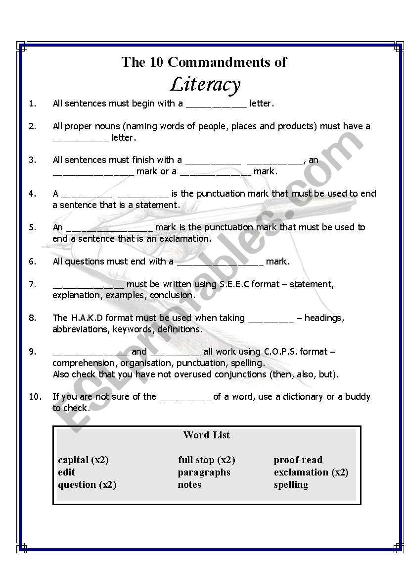 The 10 Commandments of Literacy