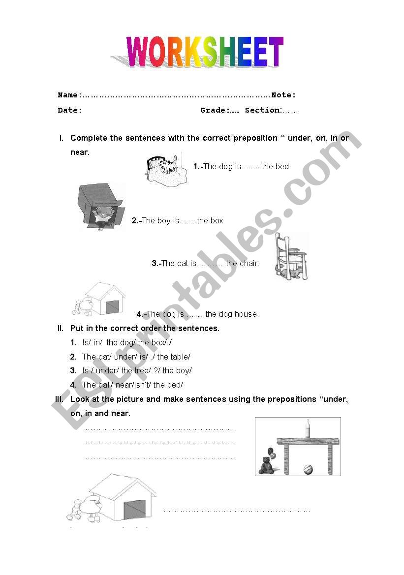 PREPOSITIONS worksheet